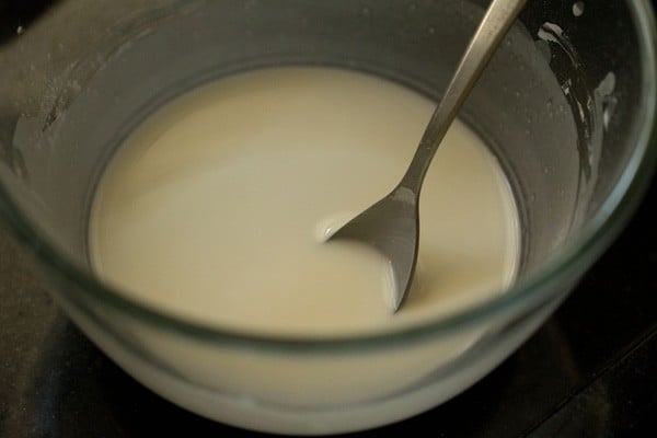 corn starch and water in a bowl