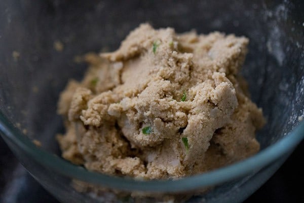 mixing and kneading rajgira paratha dough