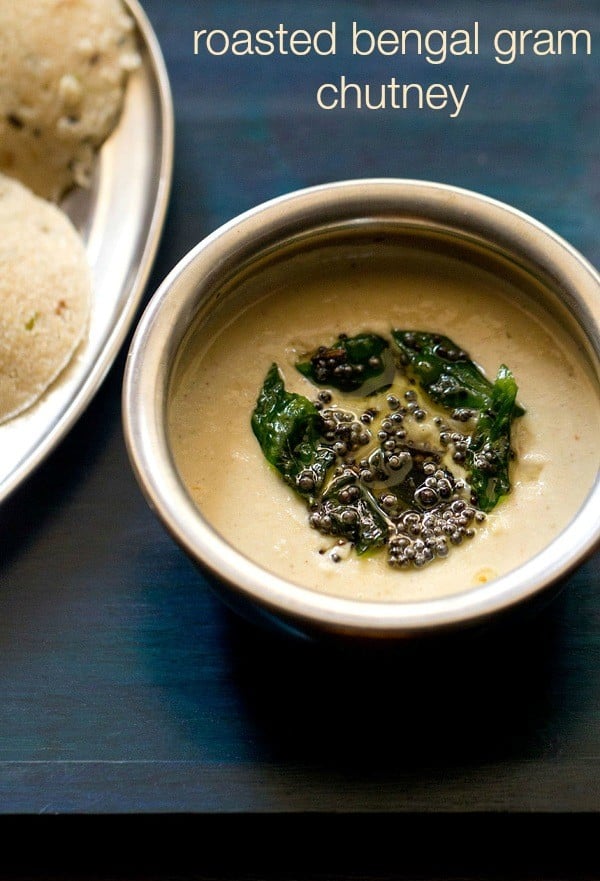 chana dal chutney served in a steel bowl.