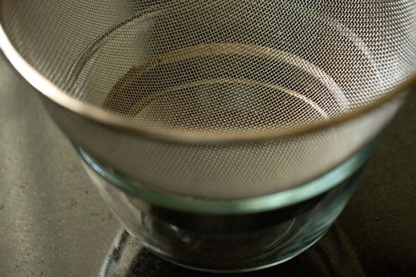 bowl lined with a strainer. 
