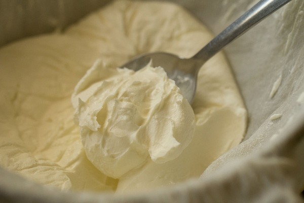 smooth and creamy greek yogurt or hung curd. 