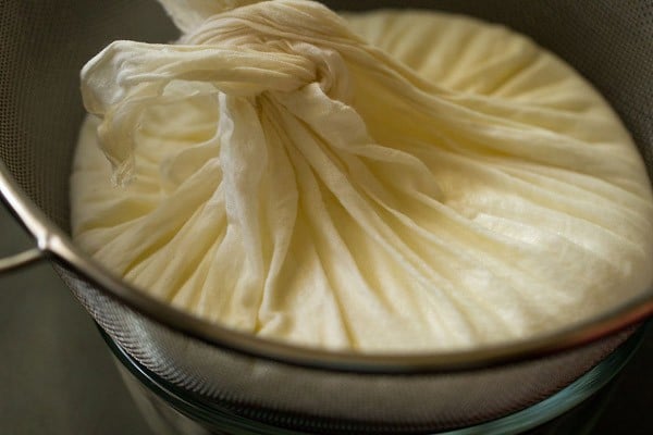 muslin tied around hung curd