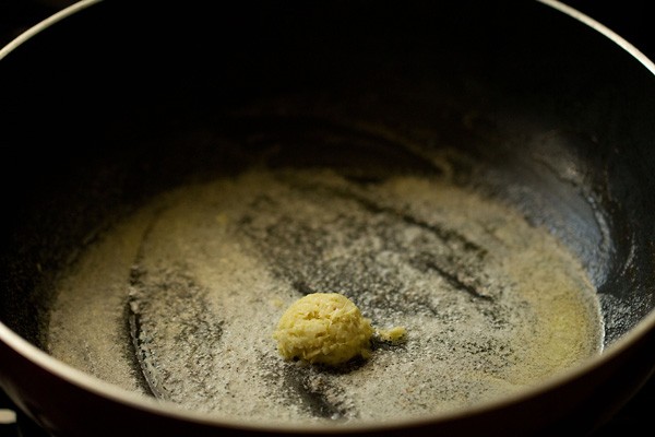ginger garlic paste added to pan