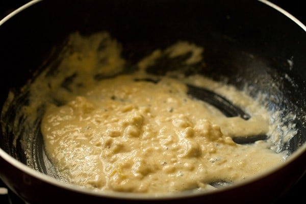 stir and mix kaju powder with butter