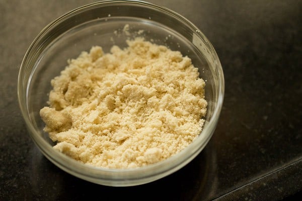 grounded cashew powder in a bowl