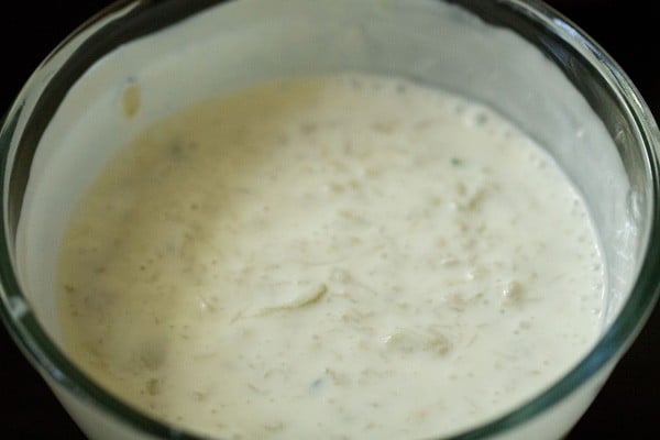 lauki and green chillies mixed evenly with curd
