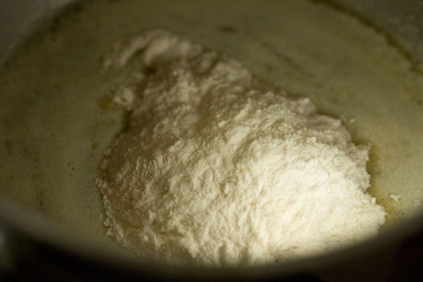 flour added to the melted butter to make a roux.