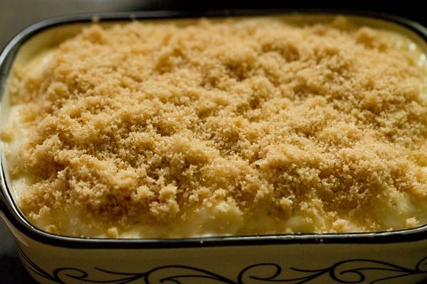 top evenly with breadcrumbs. 
