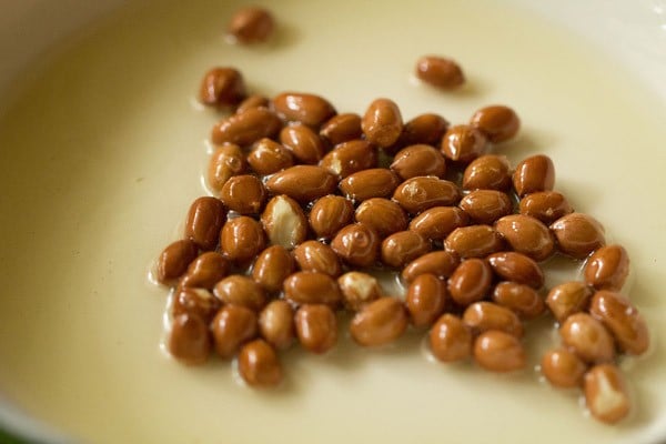 sautéing peanuts in hot oil. 