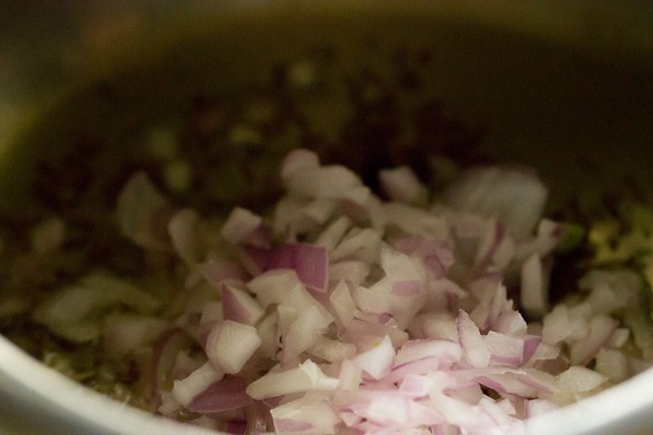 chopped onions added to cooker