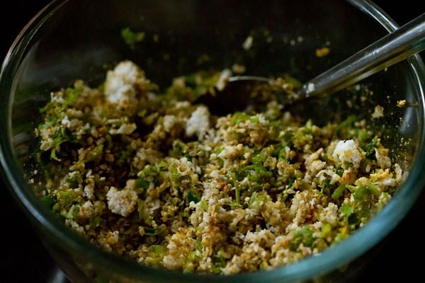 ingredients mixed to a green masala mixture for undhiyu recipe.