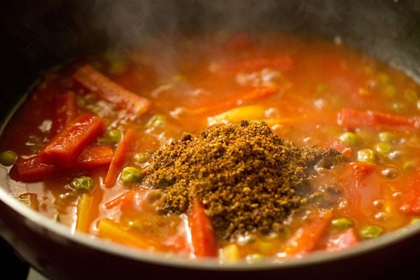 kadai masala added to vegetables