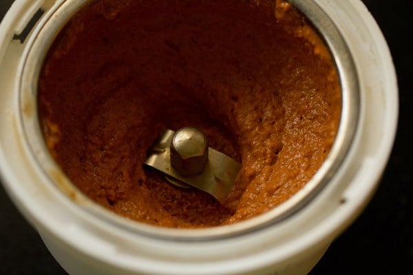 grinding sambar masala with water 