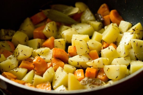 sauteing potatoes and carrots