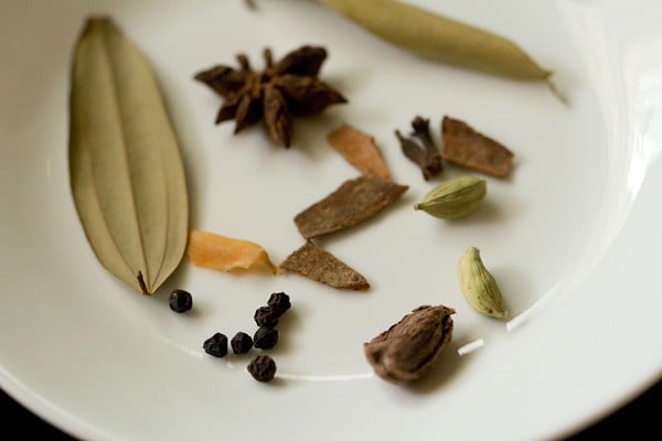 spices on a white plate