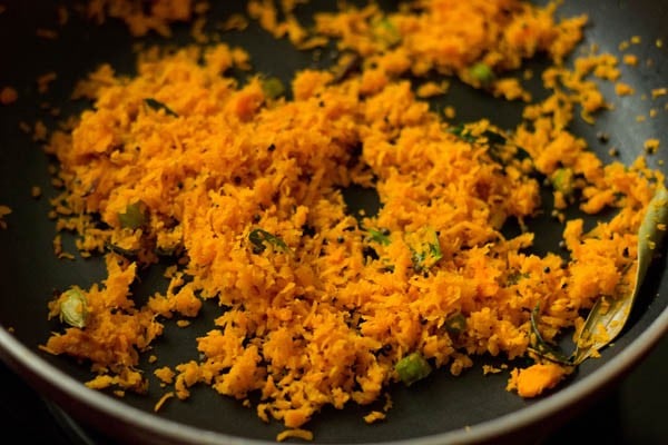 sautéed carrots ready to make carrot rice recipe