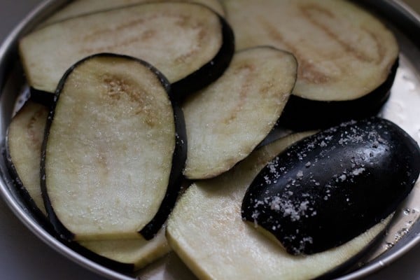 eggplant sprinkled with salt