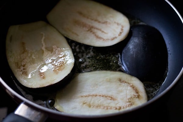 pan frying eggplants