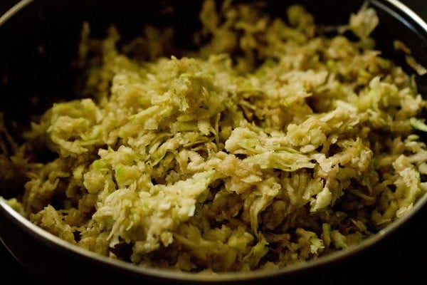 grated lauki in a bowl