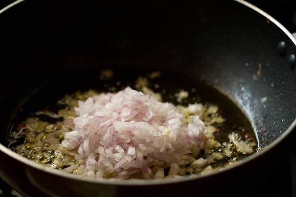 onions added to pan