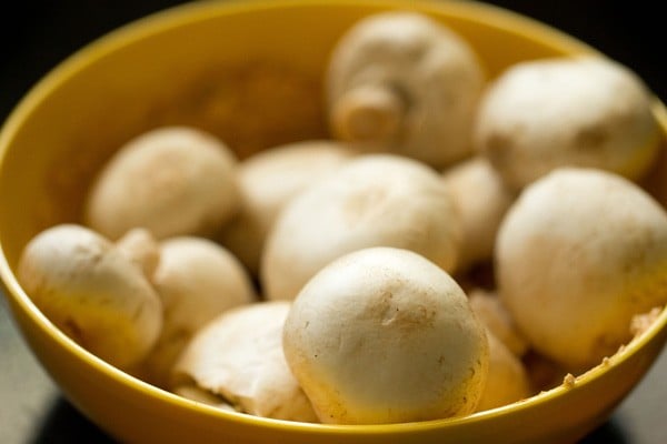 mushrooms added to marinade mixture