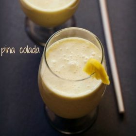 virgin pina colada served in stem glasses.