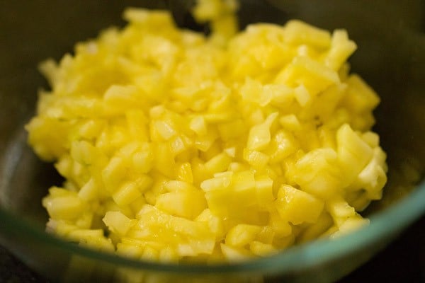 chopped raw mango in another bowl. 