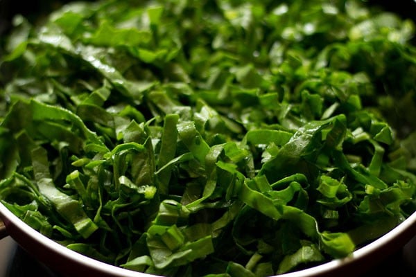 spinach added to pan.