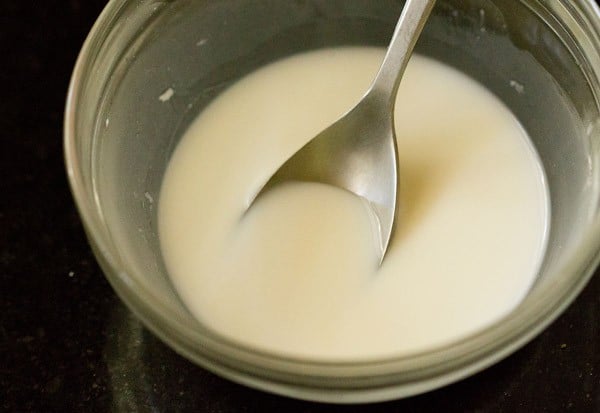 cornstarch and milk mixed to a smooth paste. 