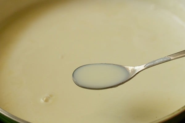 simmering milk mixture.