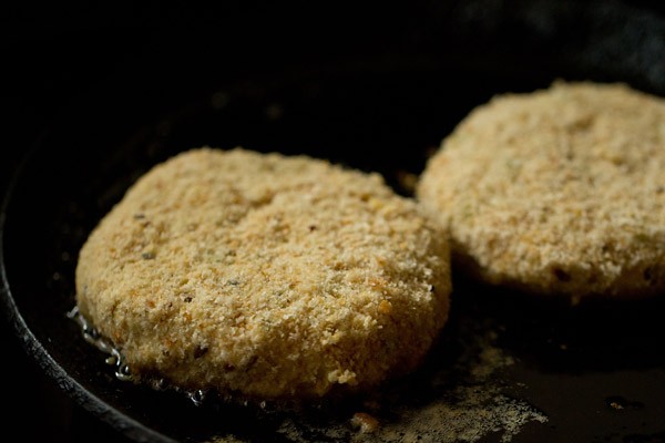 frying veggie patties in oil