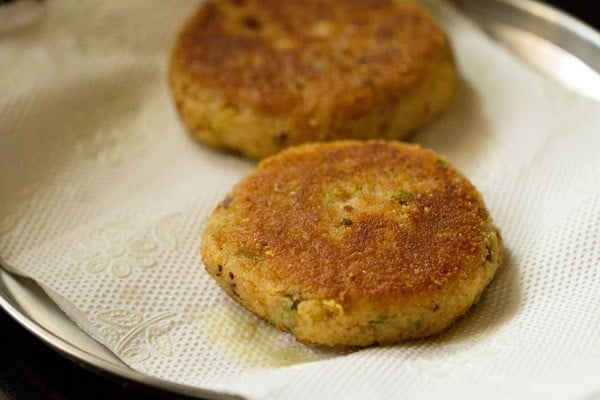 veg patties on kitchen paper towels