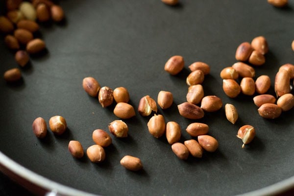 roasting peanuts in hot pan till crunchy and golden. 