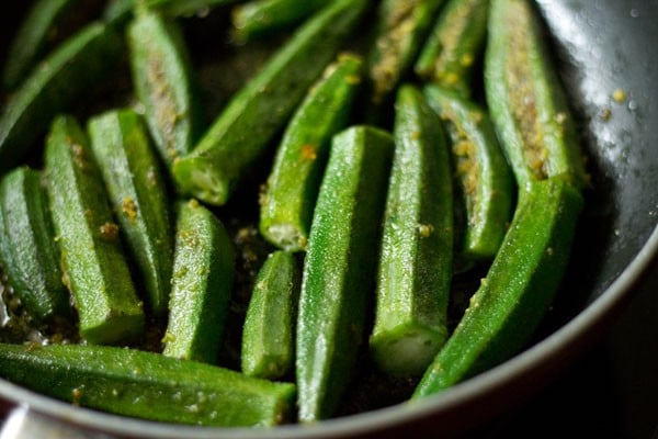 stuffed okra pieces stirred well. 