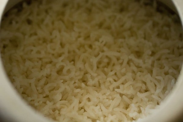 cooked rice in a pressure cooker. 