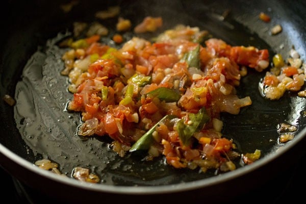 sautéing the onion-tomato mixture. 