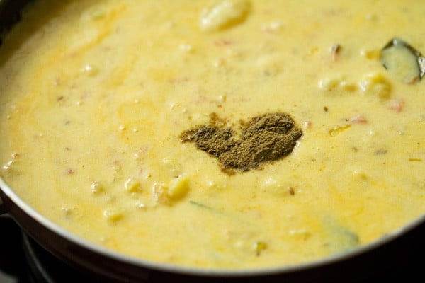 garam masala powder added to the curd sauce. 