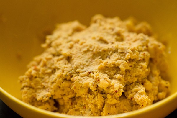 masala vada batter taken in a yellow bowl