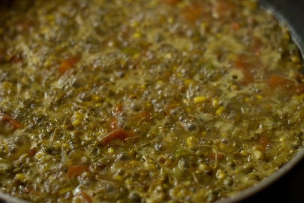 cooking mixed sprouts curry. 