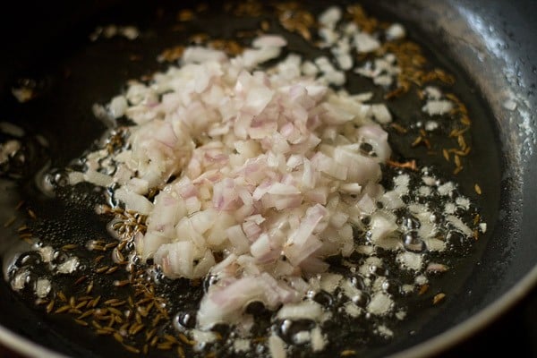 chopped onions added to the pan. 