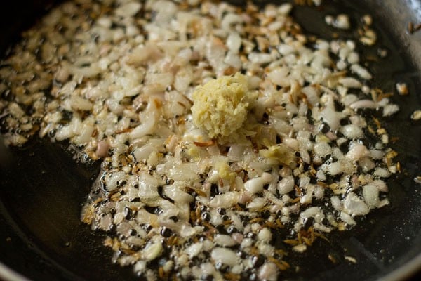 ginger-garlic paste added to the onions. 