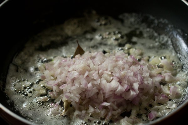 chopped onions in the pan