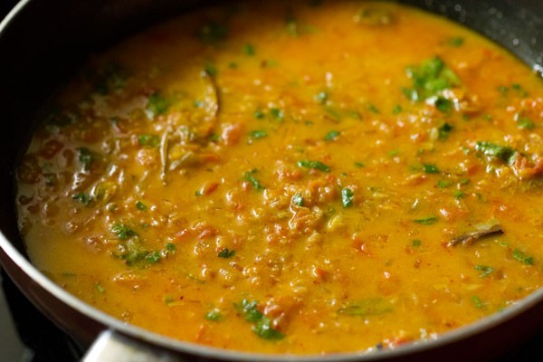 coriander leaves mixed with the gravy