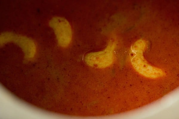 cashews stirred well in the curry. 