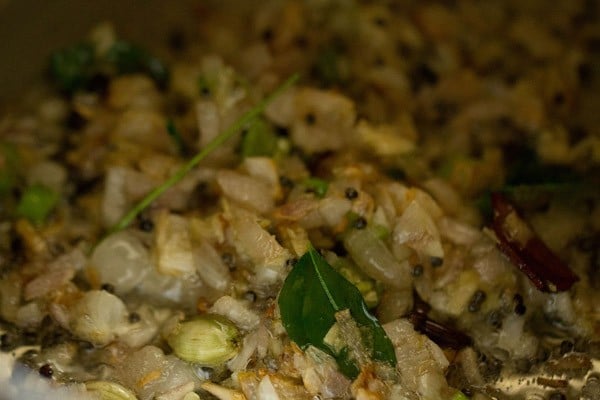 sautéed ginger-garlic paste while making tomato rice