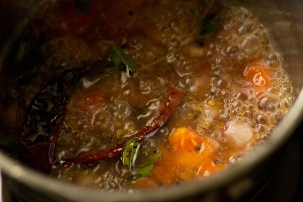 simmer the onion sambar mixture