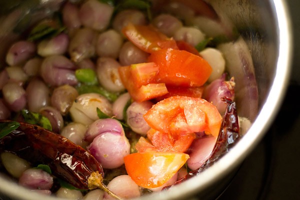 added tomatoes for vengaya sambar