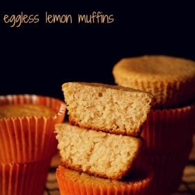 closeup shot of halved lemon muffins showing their fluffy and soft texture