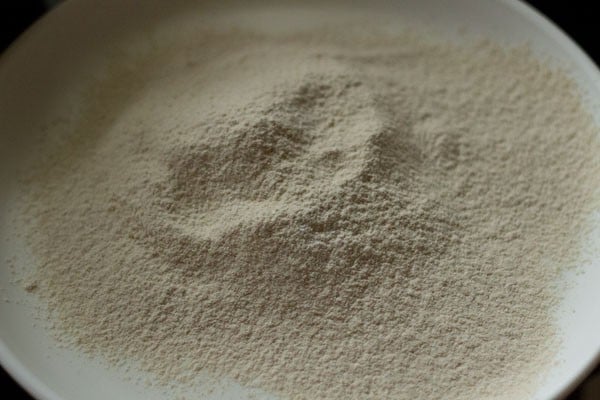 sifted dry ingredients on white plate