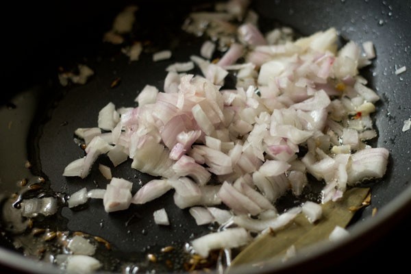 chopped onion added to pan. 